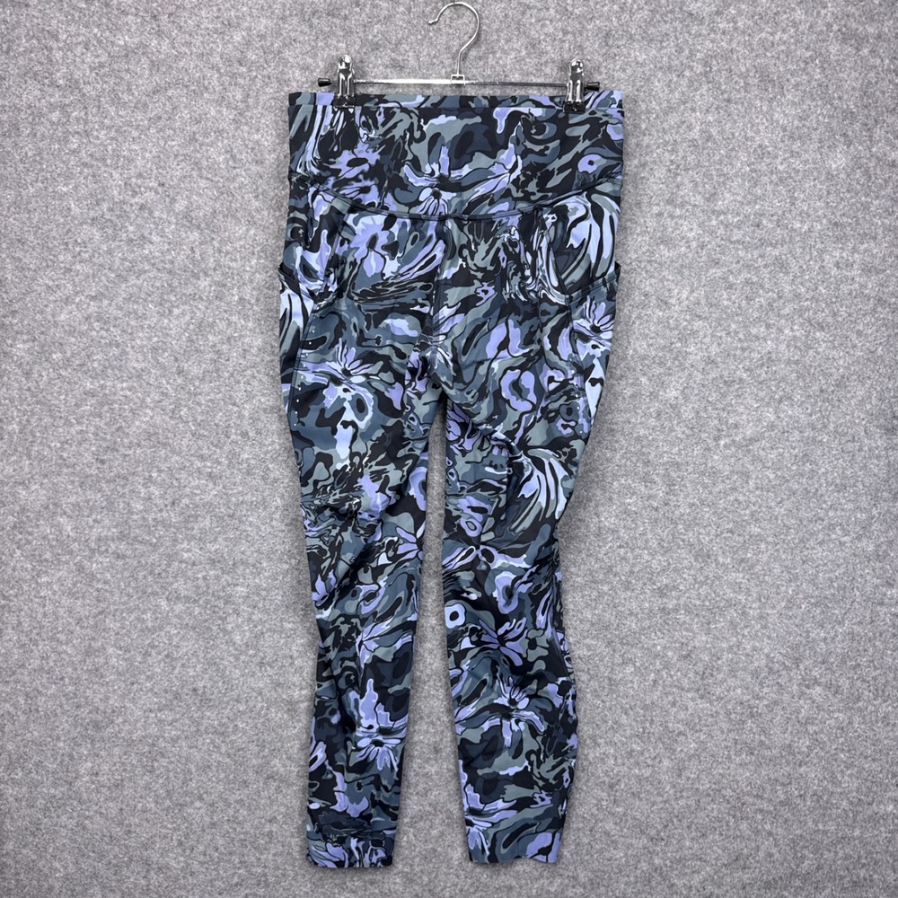 Lululemon Fast and Free High-Rise Crop 23 Nulux Leggings Camo Blue‎ Grey Womens